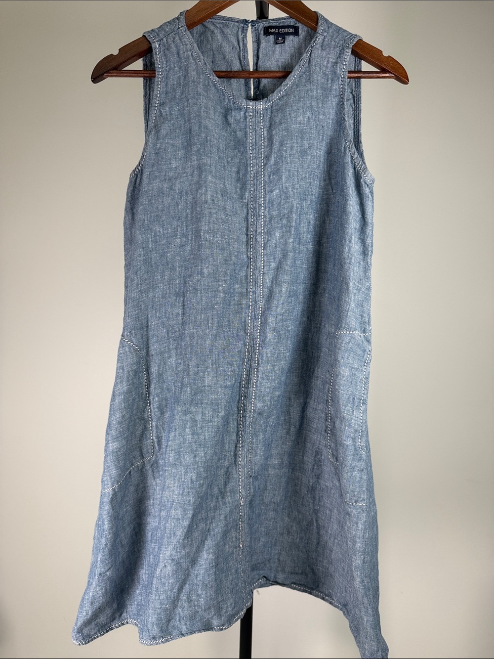 Max Edition blue chambray linen shift dress | Size M